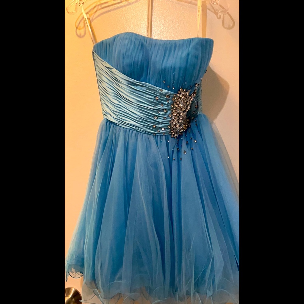 Sherri Hill Light Blue Mini Gown